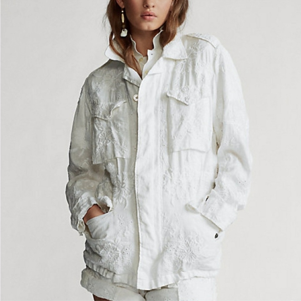 Ralph Lauren White Eyelet Linen Jacket